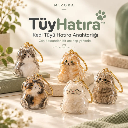 Mivora TüyHatıra™ Kedi Tüyü Hatıra Anahtarlığı